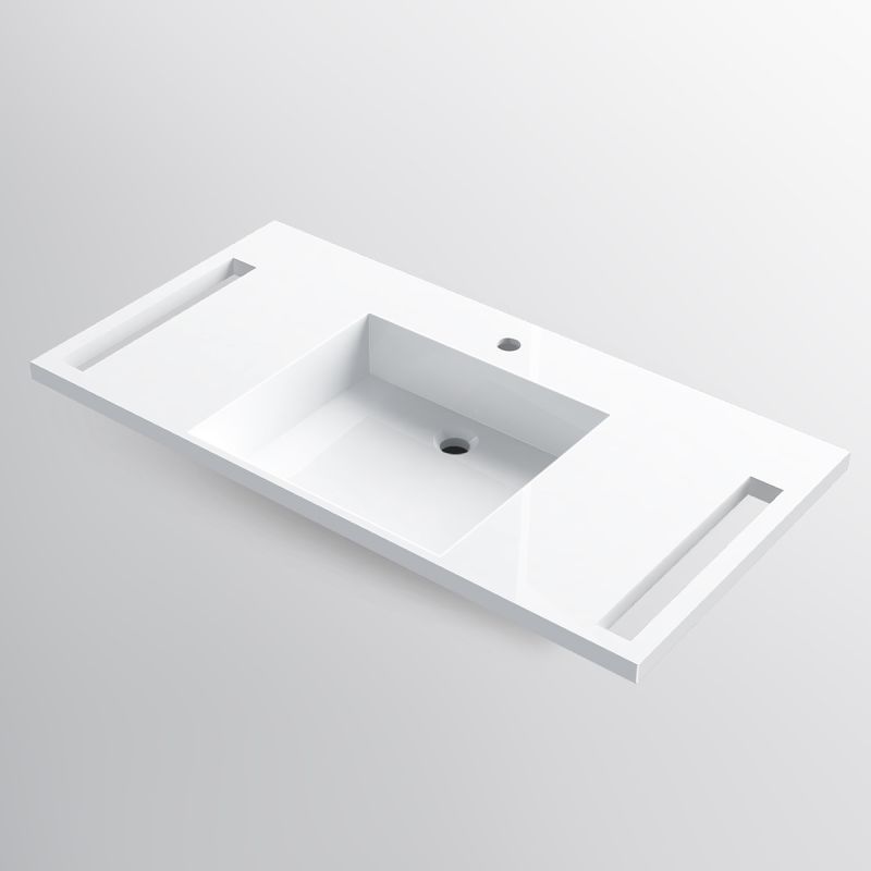 Lavoar, Alb Lucios,  suport prosoape laterale, compozit mineral , montaj suspendat sau semi-incastrat, 105x55 cm, Lavanda