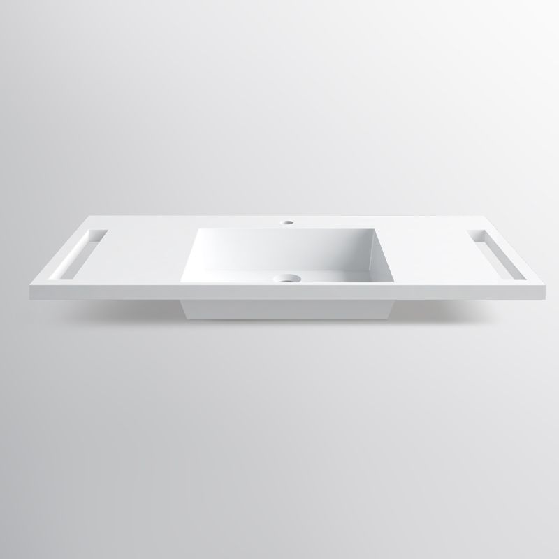 Lavoar, Alb Lucios,  suport prosoape laterale, compozit mineral , montaj suspendat sau semi-incastrat, 105x55 cm, Lavanda