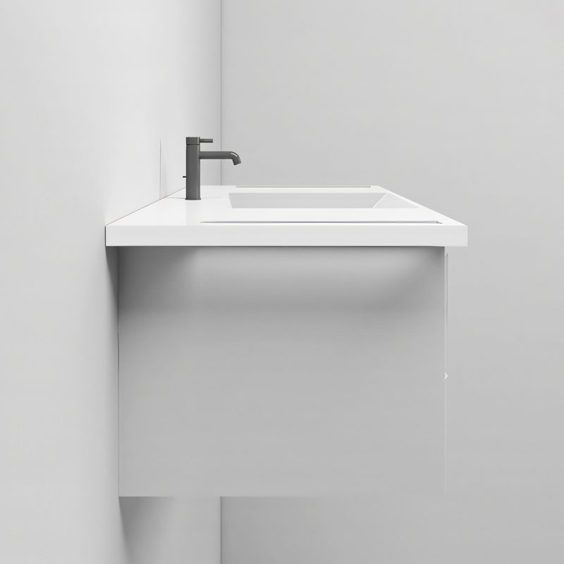 Lavoar, Alb Lucios,  suport prosoape laterale, compozit mineral , montaj suspendat sau semi-incastrat, 105x55 cm, Lavanda