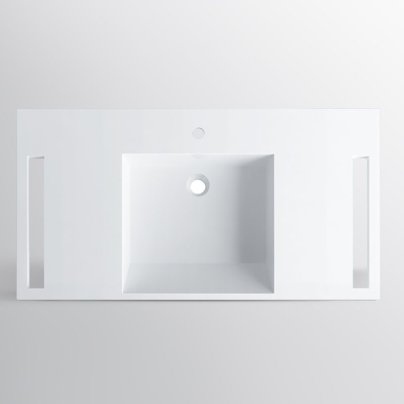 Lavoar, Alb Lucios,  suport prosoape laterale, compozit mineral , montaj suspendat sau semi-incastrat, 105x55 cm, Lavanda