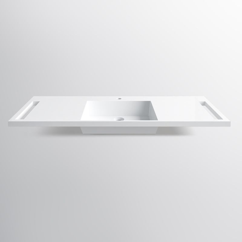 Lavoar, Alb Lucios,  suport prosoape laterale, compozit mineral, montaj suspendat sau semi-incastrat, 125x55 cm, Lavanda