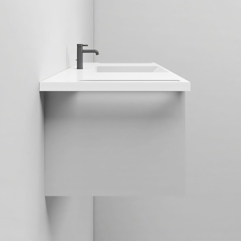 Lavoar, Alb Lucios,  suport prosoape laterale, compozit mineral, montaj suspendat sau semi-incastrat, 125x55 cm, Lavanda
