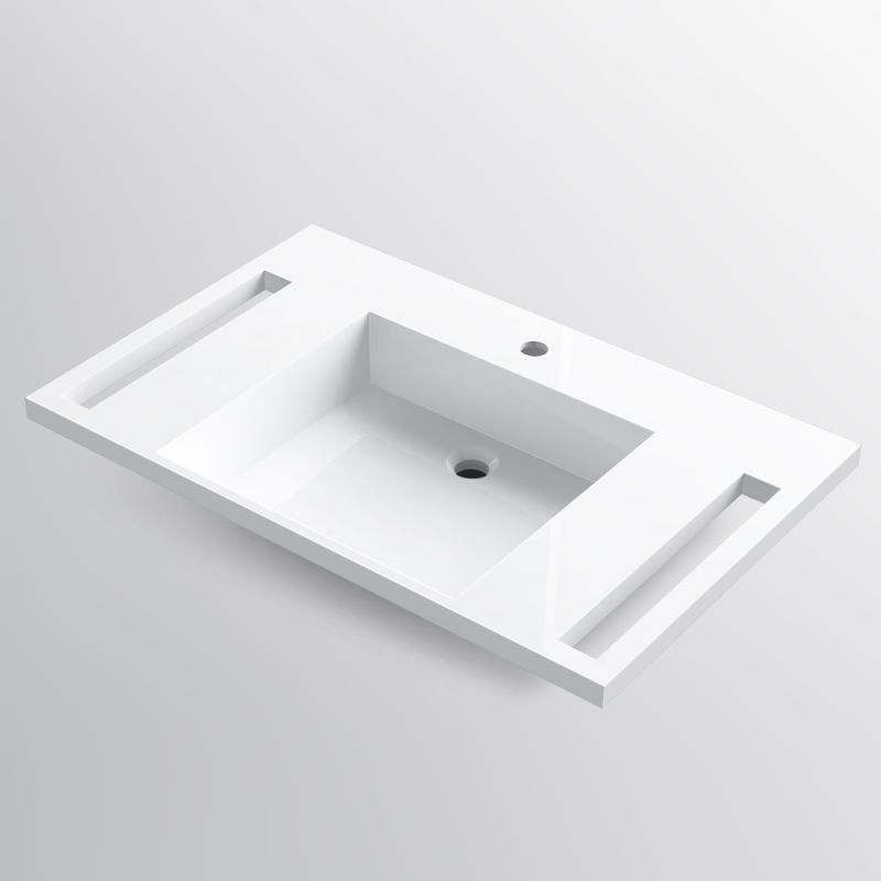 Lavoar, Alb Lucios,  suport prosoape laterale, compozit mineral , montaj suspendat sau semi-incastrat, 85x55 cm, Lavanda