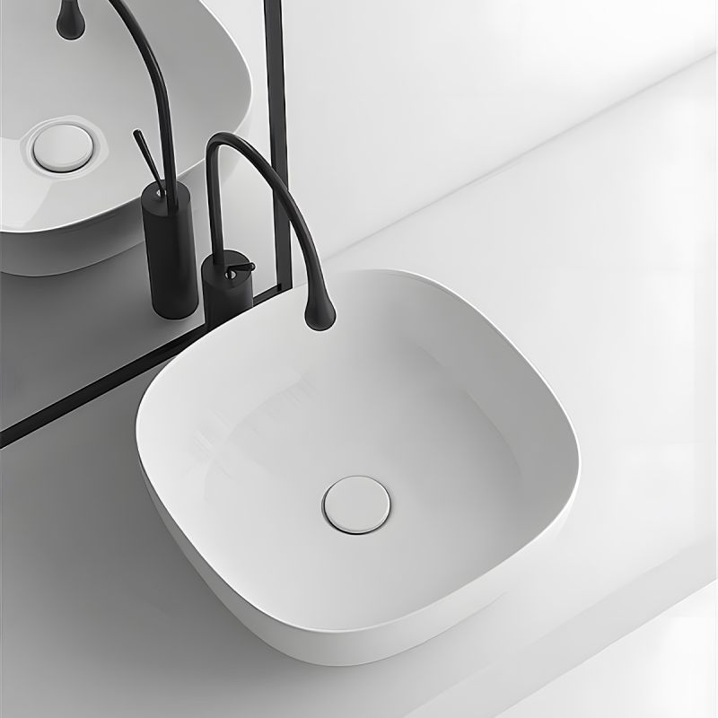 Lavoar, Alb Mat, ceramica sanitara, montaj pe blat, 40.5x40.5 cm, Viva