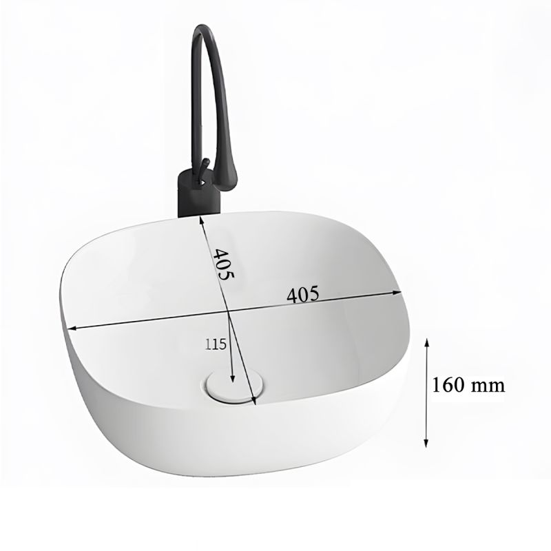 Lavoar, Alb Mat, ceramica sanitara, montaj pe blat, 40.5x40.5 cm, Viva