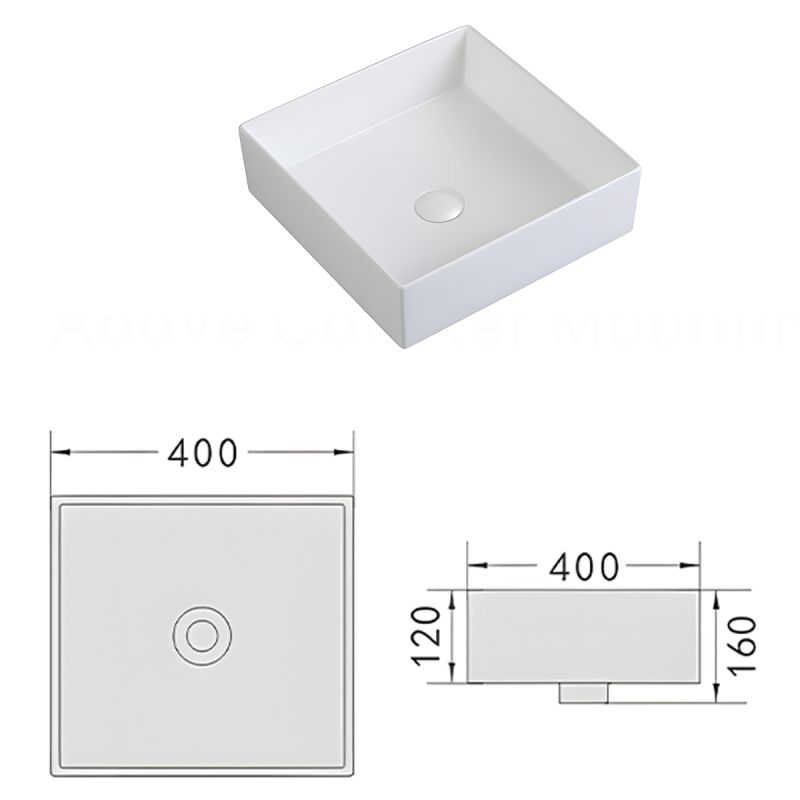 Lavoar, Alb Mat, ceramica sanitara, montaj pe blat 40x40 cm, Blanco