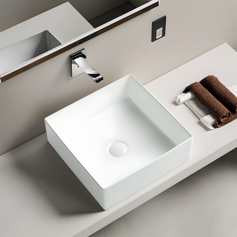 Lavoar, Alb Mat, ceramica sanitara, montaj pe blat 40x40 cm, Blanco