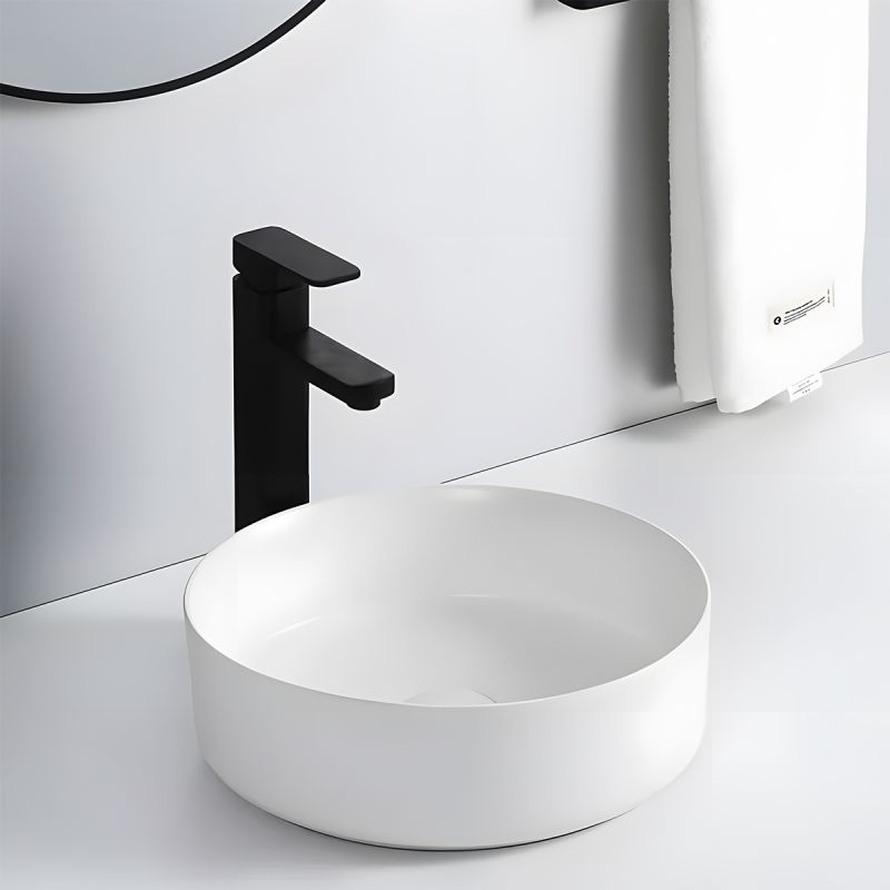 Lavoar, Alb Mat, ceramica sanitara, montaj pe blat, diametru 42 cm, Linea