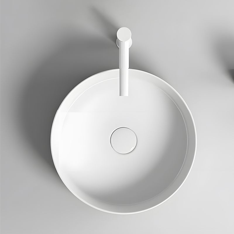 Lavoar, Alb Mat, ceramica sanitara, montaj pe blat, diametru 42 cm, Linea