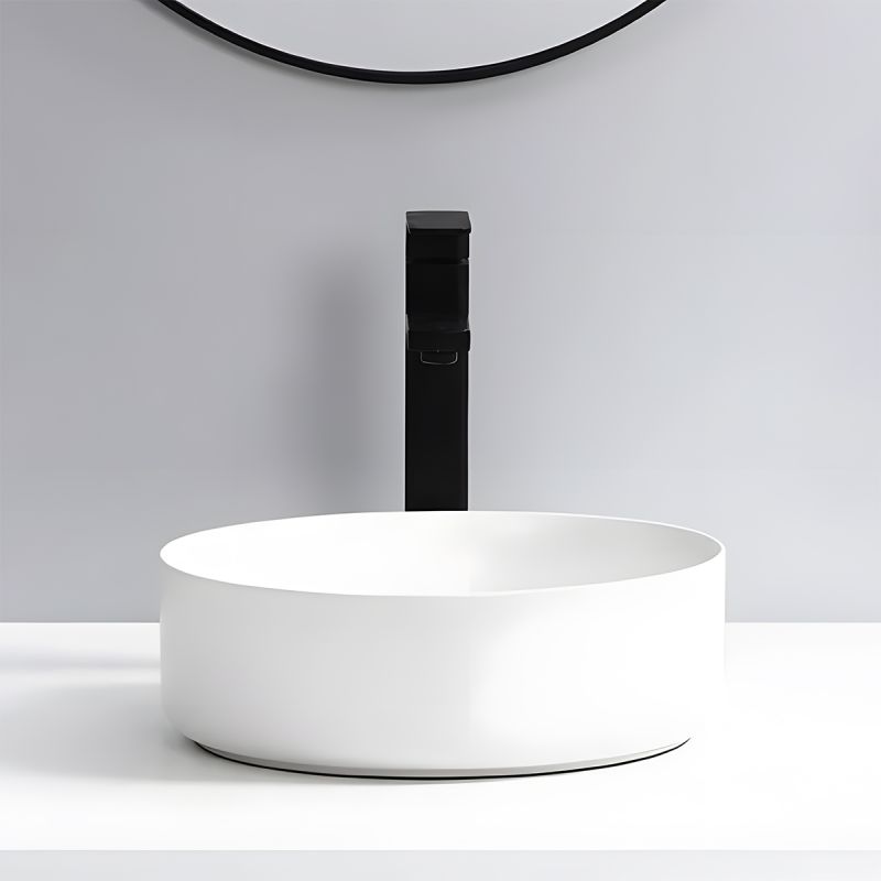 Lavoar, Alb Mat, ceramica sanitara, montaj pe blat, diametru 42 cm, Linea