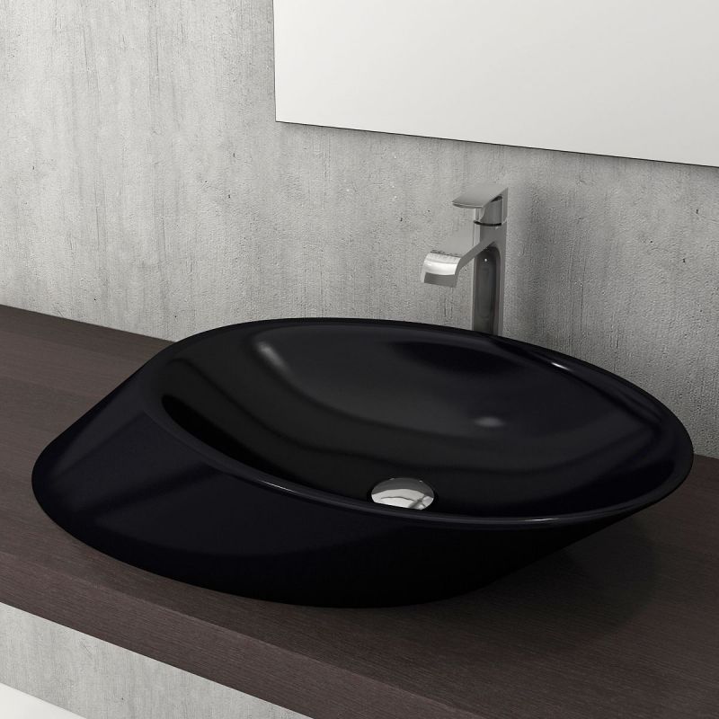Lavoar Alicia, montaj pe blat, 53x46 cm, negru lucios, Royalty Line by Ego