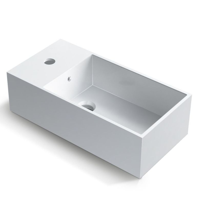 Lavoar Anabel, compozit mineral, montaj suspendat sau pe blat, gaura de baterie pe stanga, 48x24 cm