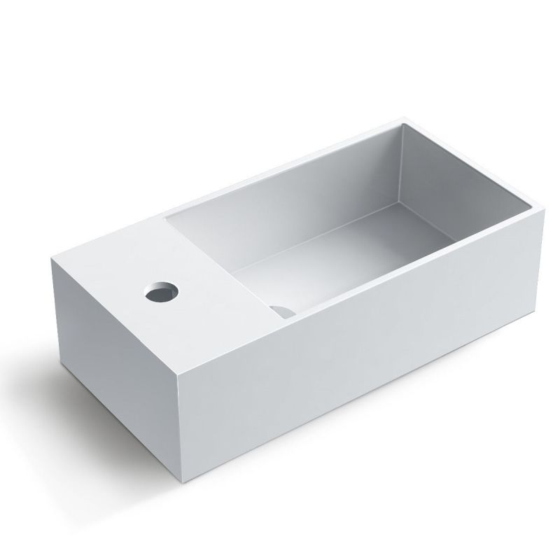 Lavoar Anabel, compozit mineral, montaj suspendat sau pe blat, gaura de baterie pe stanga, 48x24 cm