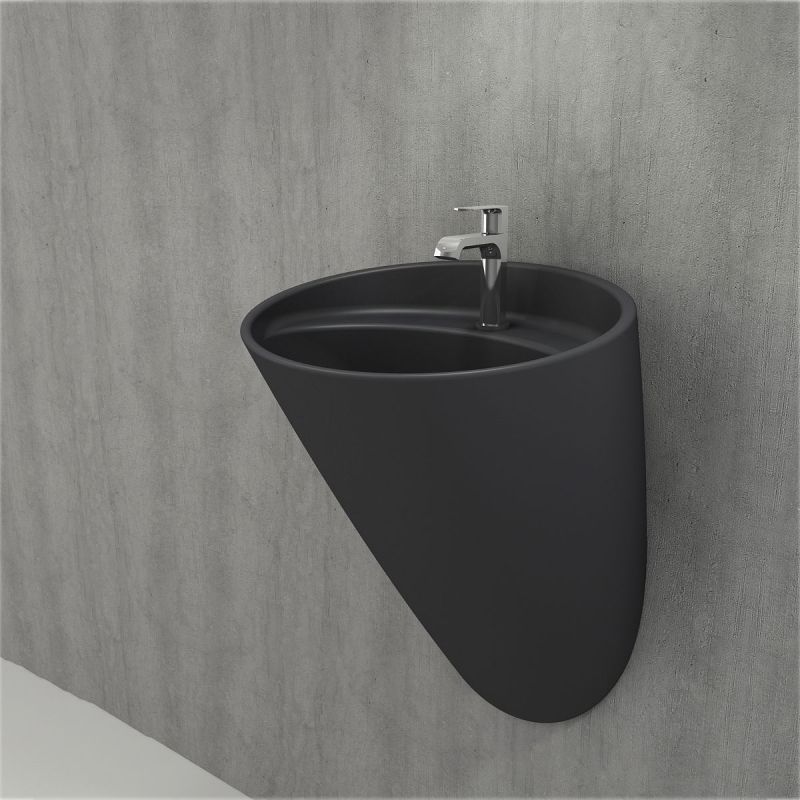 Lavoar Angi Resigilat, montaj suspendat, 53x46 cm, antracit mat