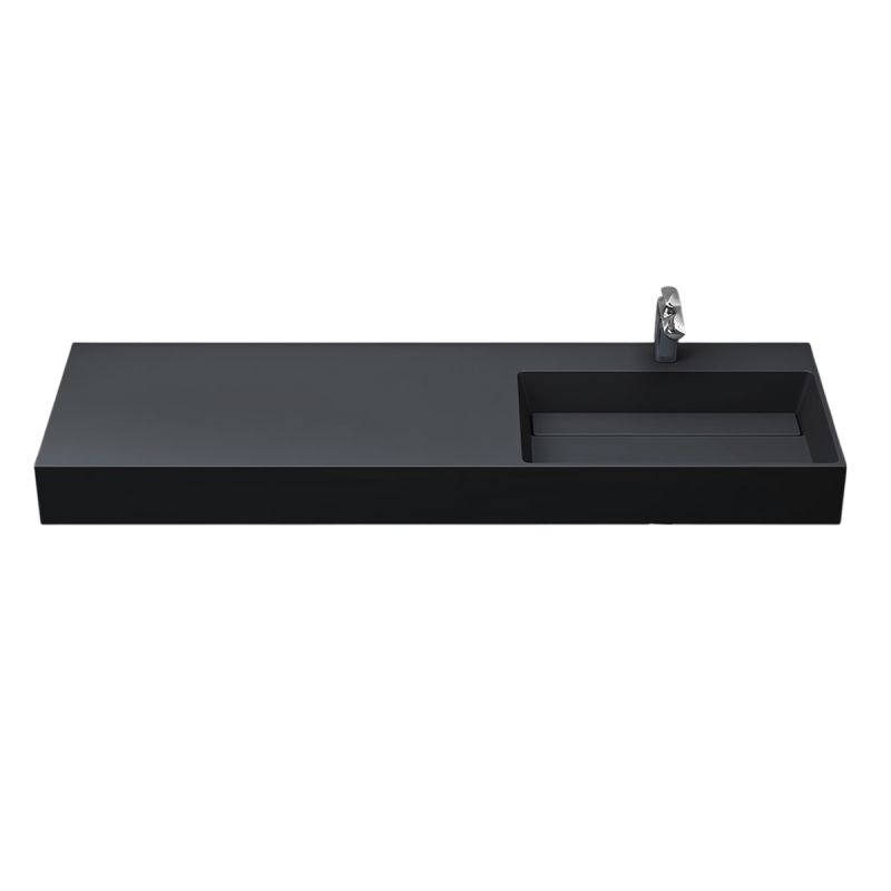 Lavoar, Antracit Mat, 150x48 cm, compozit marmura, montaj pe blat sau suspendat, scurgere mascata, EGO 12R