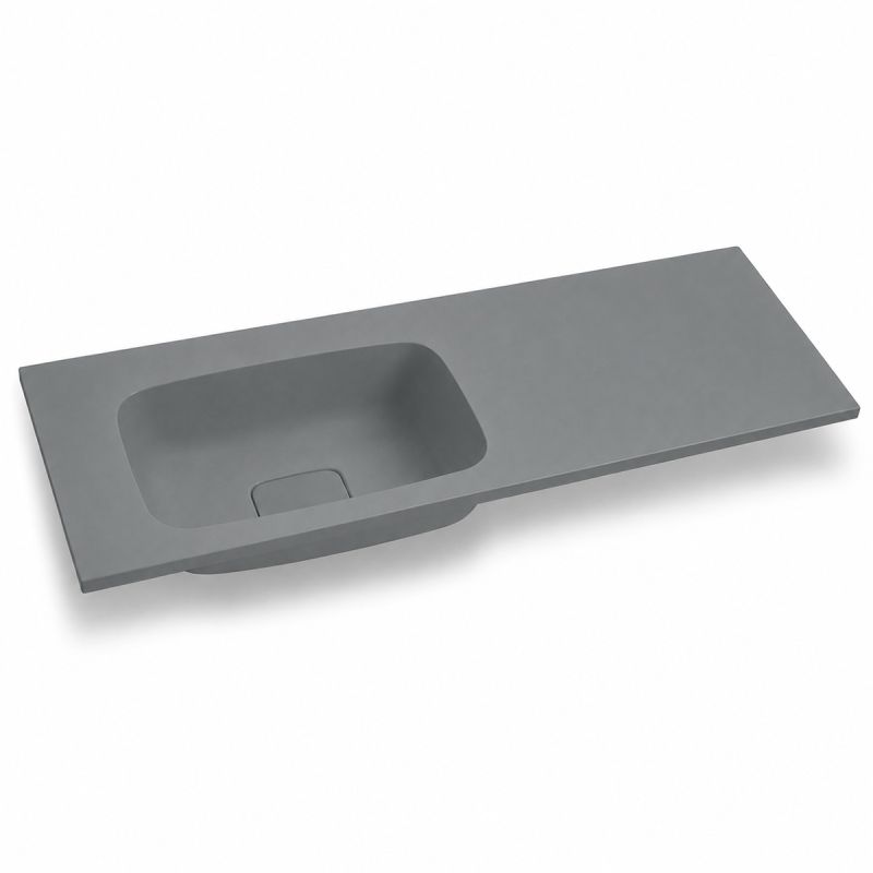Lavoar, compozit mineral, Gri ciment Mat, scurgere ascunsa, montaj semi-incastrat, 100x50 cm, Florence