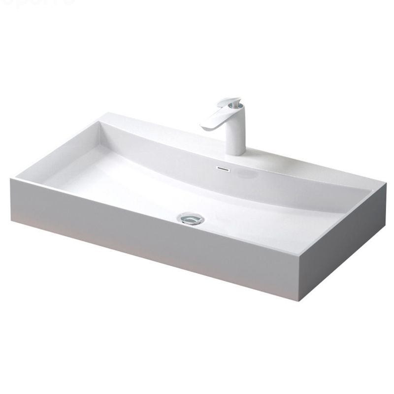 Lavoar, compozit mineral, montaj pe blat, Alb Lucios, 80x45, EGO-34