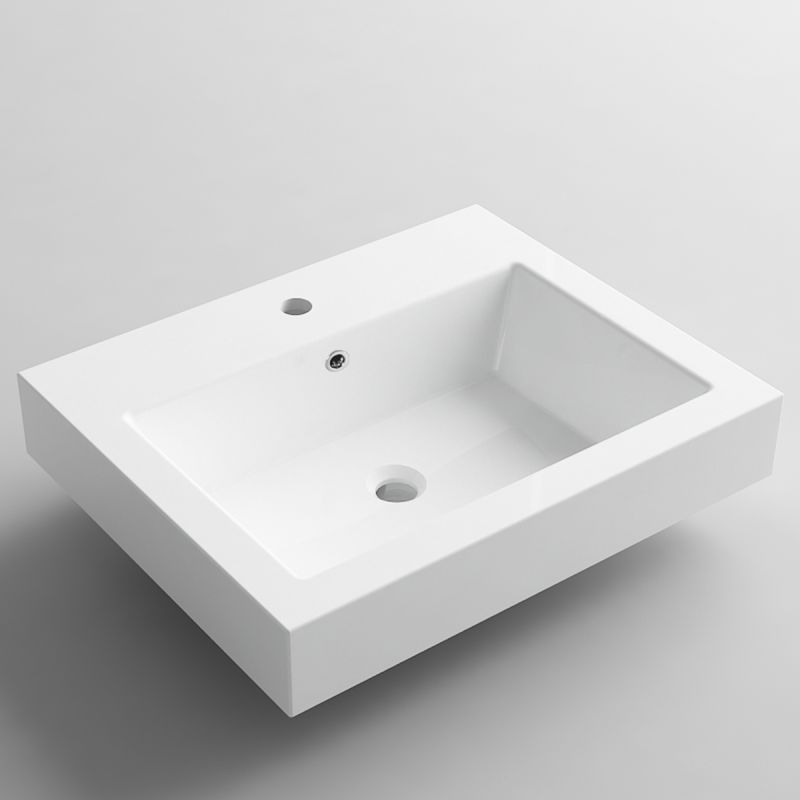 Lavoar, compozit mineral, montaj semi-incastrat, cu gaura de baterie, 60x49 cm, Genova