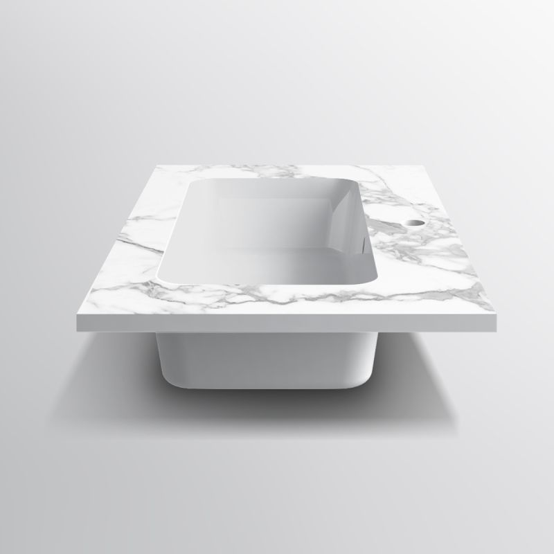 Lavoar, compozit mineral, montaj semi-incastrat, cu gaura de baterie, 61-91x46 cm, Cortina