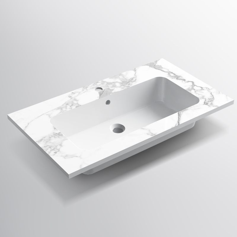 Lavoar, compozit mineral, montaj semi-incastrat, cu gaura de baterie, 61-91x46 cm, Cortina