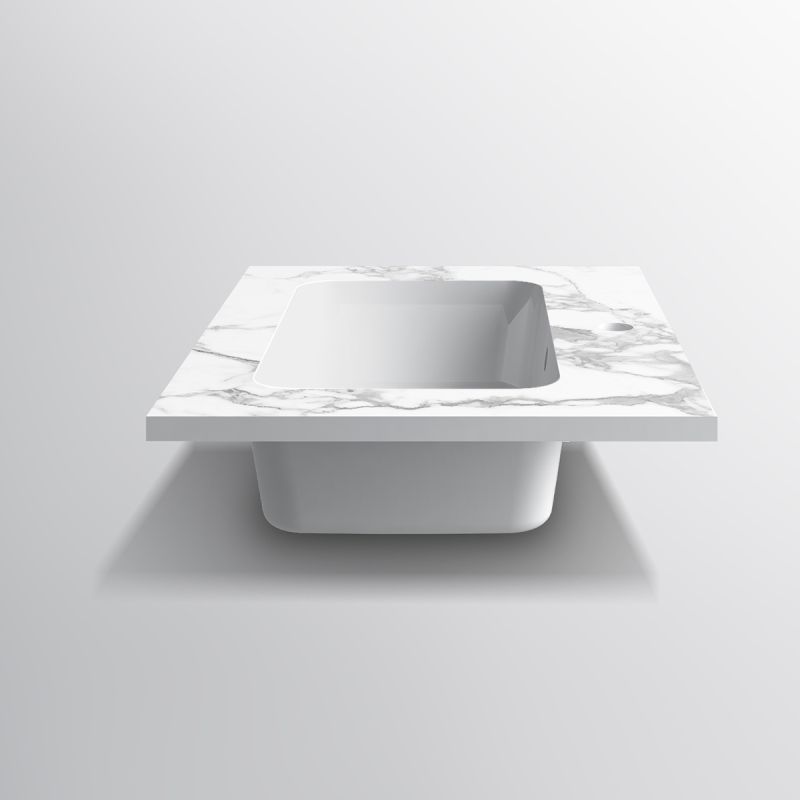 Lavoar, compozit mineral, montaj semi-incastrat, cu gaura de baterie, 61-91x46 cm, Cortina