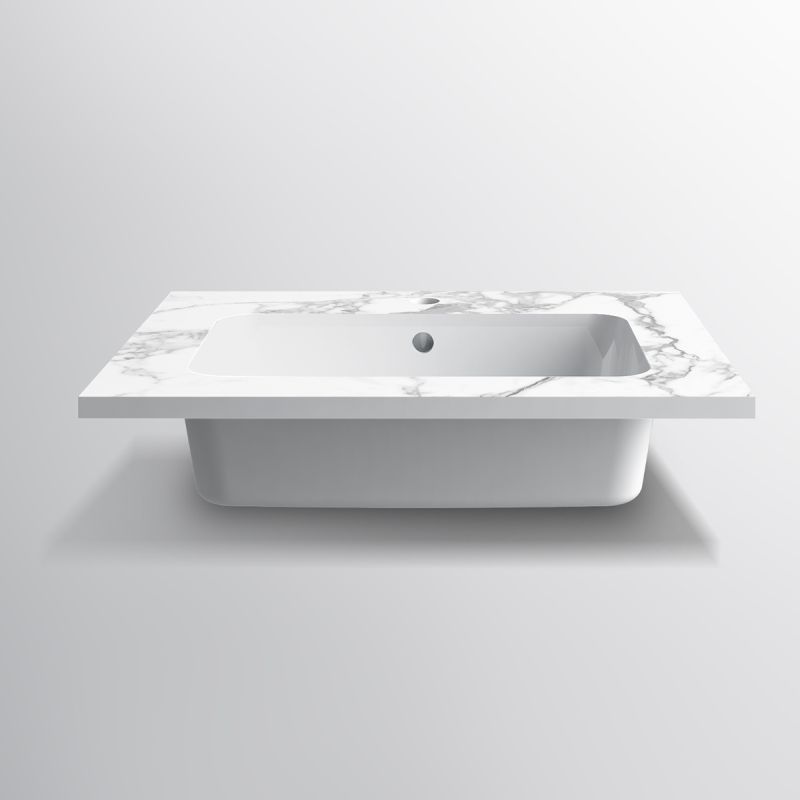 Lavoar, compozit mineral, montaj semi-incastrat, cu gaura de baterie, 61-91x46 cm, Cortina
