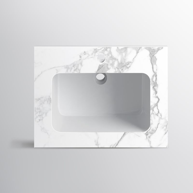Lavoar, compozit mineral, montaj semi-incastrat, cu gaura de baterie, 61-91x46 cm, Cortina