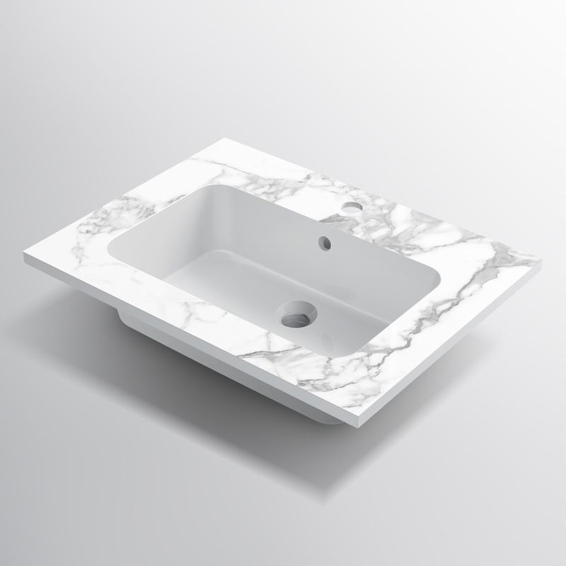 Lavoar, compozit mineral, montaj semi-incastrat, cu gaura de baterie, 61-91x46 cm, Cortina