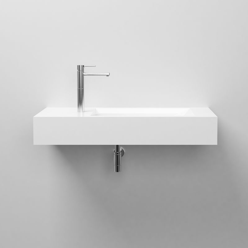 Lavoar, compozit mineral, montaj suspendat, cu gaura de baterie pe partea stanga, 85x47 cm, Veloce