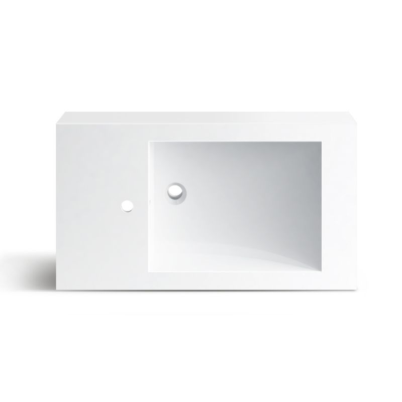 Lavoar, compozit mineral, montaj suspendat, cu gaura de baterie pe partea stanga, 85x47 cm, Veloce
