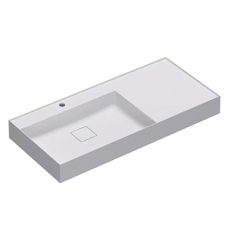 Lavoar, compozit mineral, montaj suspendat sau pe blat, scurgere ascunsa,100x46 cm, Alb Mat, Ego-630