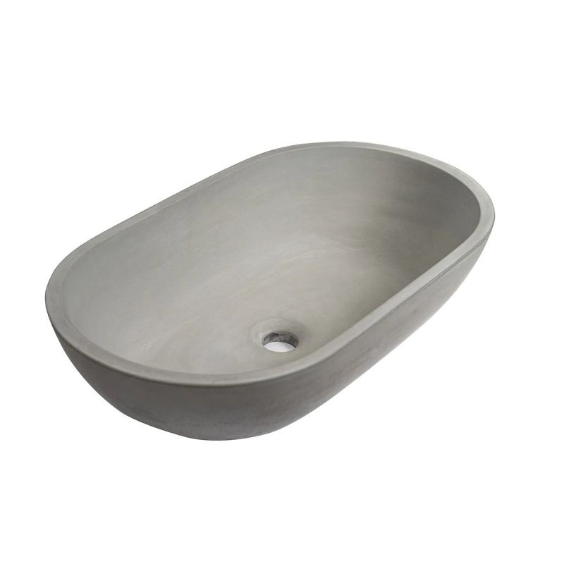 Lavoar compozit mineral, Resiginat, culoare Gri concrete, montaj pe blat, 65x35 cm, Pedro