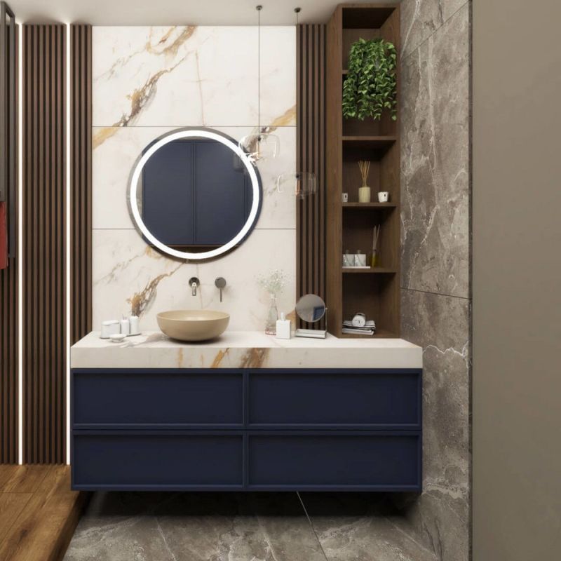 Lavoar, diametru 45 cm, Jasmine Mat, Power Colour, montaj pe blat, ceramica sanitara, Molis