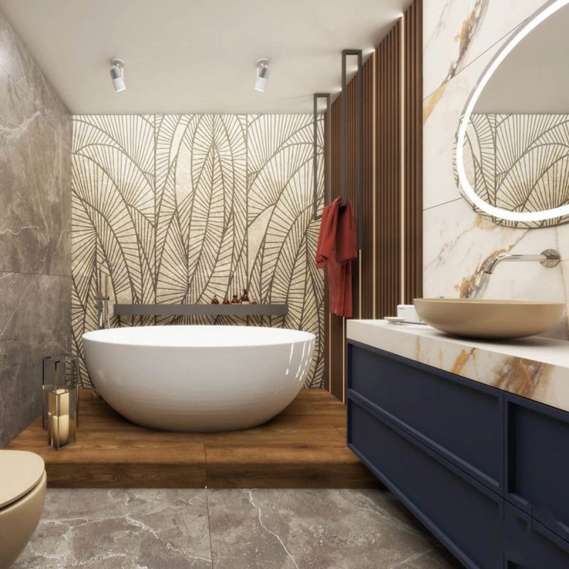 Lavoar, diametru 45 cm, Jasmine Mat, Power Colour, montaj pe blat, ceramica sanitara, Molis