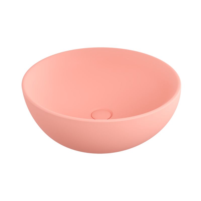Lavoar, diametru 45 cm, Roz Somon Mat, Power Colour, montaj pe blat, ceramica sanitara, Molis