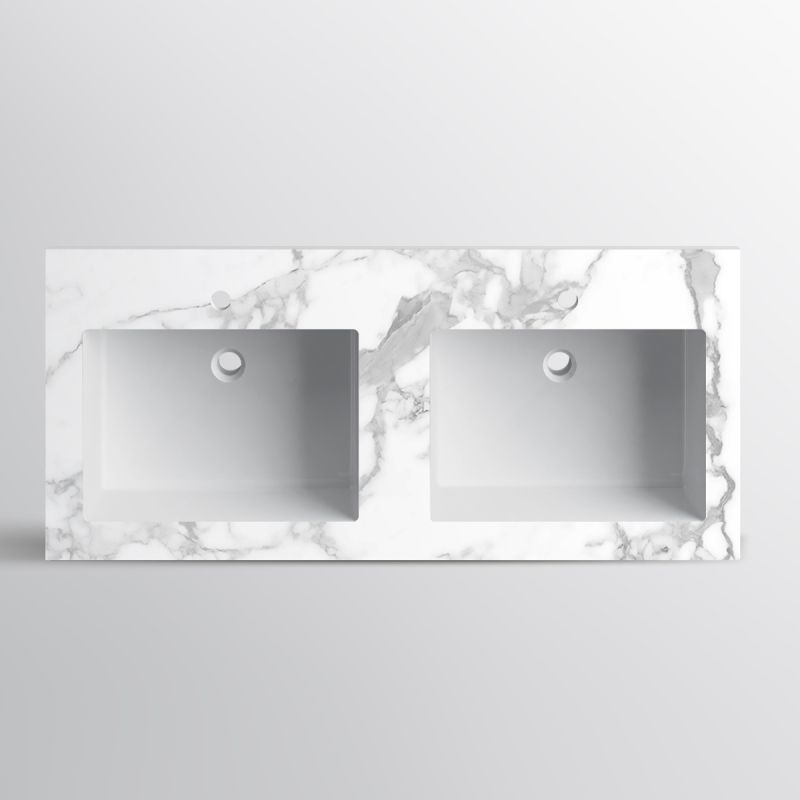Lavoar dublu, compozit, finisaj Carrara Arabescato, montaj semi-incastrat, 121x54.2 cm, Cortina