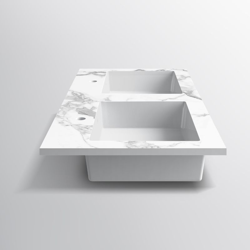 Lavoar dublu, compozit, finisaj Carrara Arabescato, montaj semi-incastrat, 121x54.2 cm, Cortina