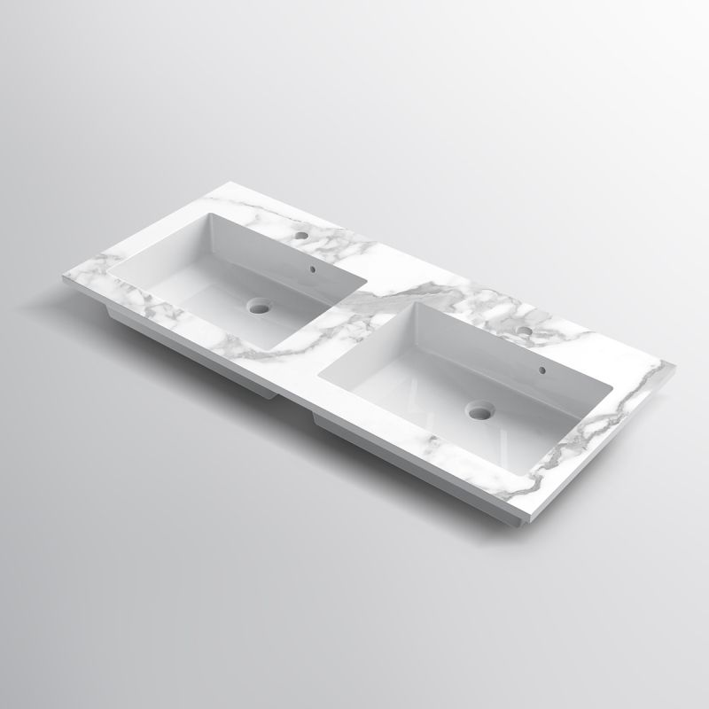 Lavoar dublu, compozit, finisaj Carrara Arabescato, montaj semi-incastrat, 121x54.2 cm, Cortina
