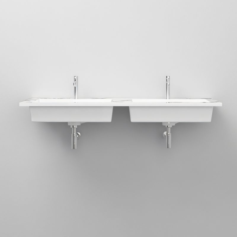 Lavoar dublu, compozit, finisaj Carrara Arabescato, montaj semi-incastrat, 121x54.2 cm, Cortina