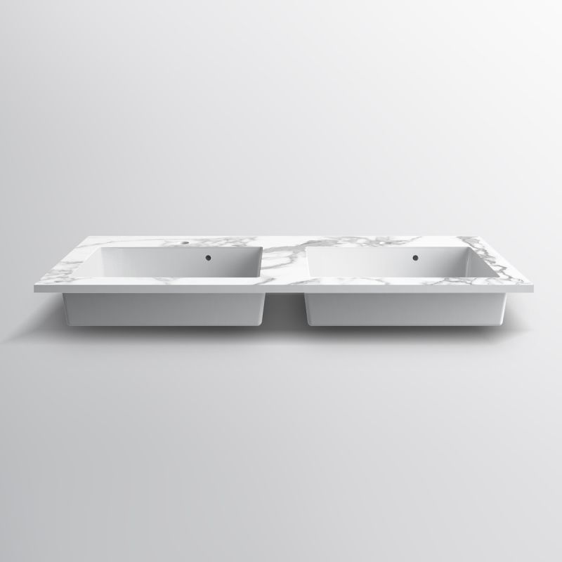 Lavoar dublu, compozit, finisaj Carrara Arabescato, montaj semi-incastrat, 121x54.2 cm, Cortina