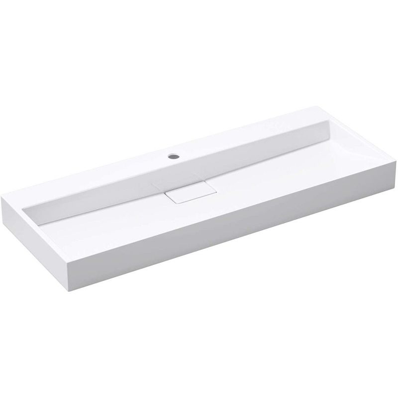 Lavoar Dublu EGO 19, Alb, lucios, 120 cm, compozit marmura, montaj suspendat sau pe blat, cu o gaura de baterie
