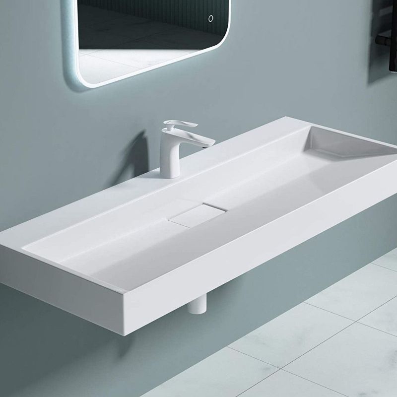 Lavoar Dublu EGO 19, Alb, lucios, 120 cm, compozit marmura, montaj suspendat sau pe blat, cu o gaura de baterie