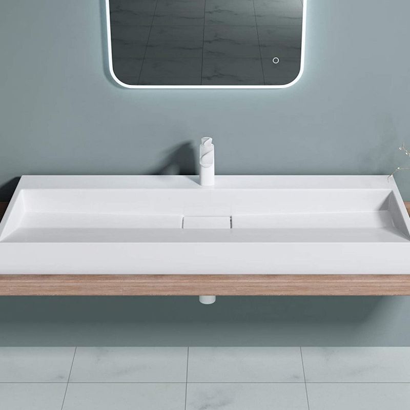 Lavoar Dublu EGO 19, Alb, lucios, 120 cm, compozit marmura, montaj suspendat sau pe blat, cu o gaura de baterie