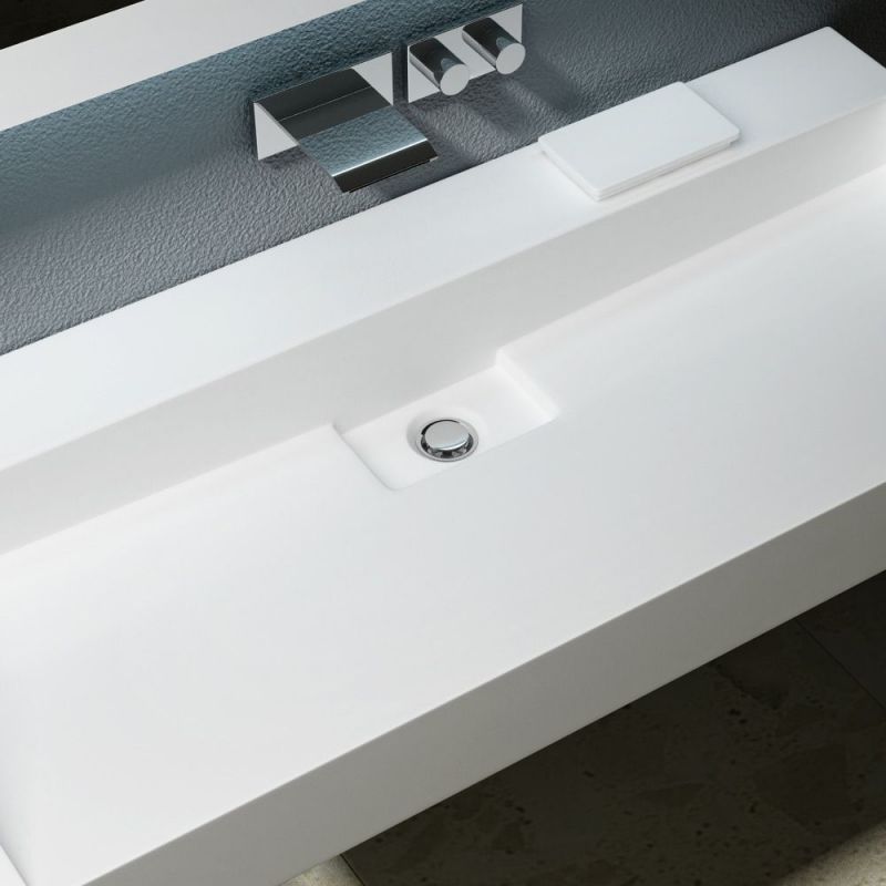 Lavoar Dublu EGO 19, Alb, lucios, 120 cm, compozit marmura, montaj suspendat sau pe blat, fara gaura de baterie