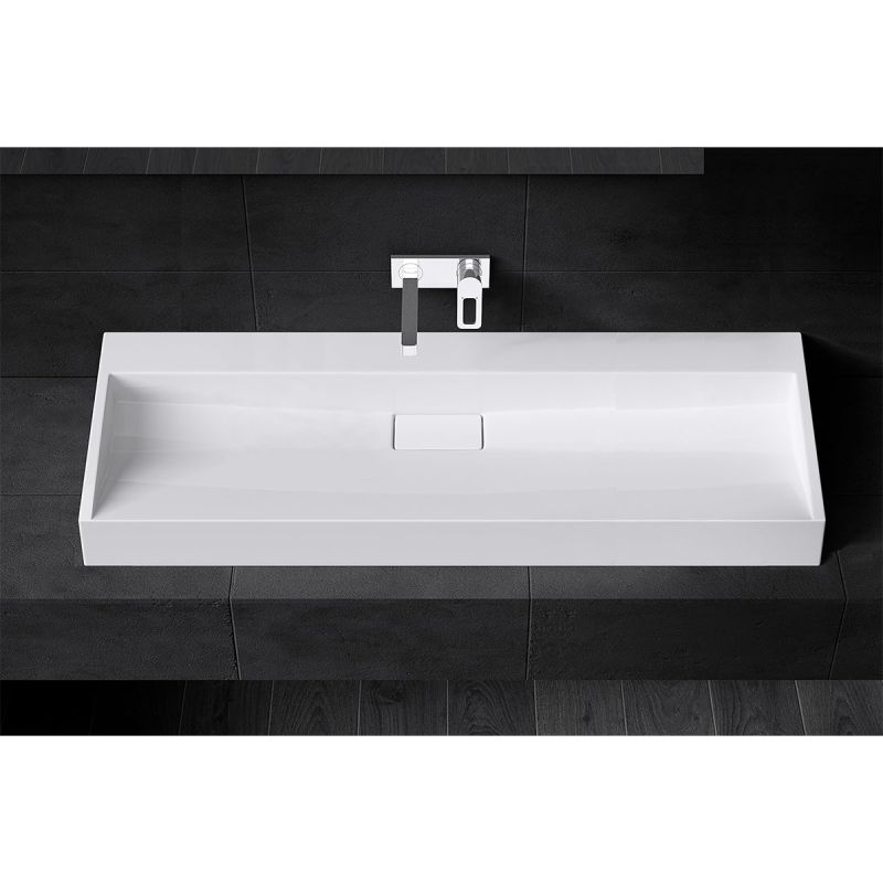 Lavoar Dublu EGO 19, Alb, lucios, 120 cm, compozit marmura, montaj suspendat sau pe blat, fara gaura de baterie