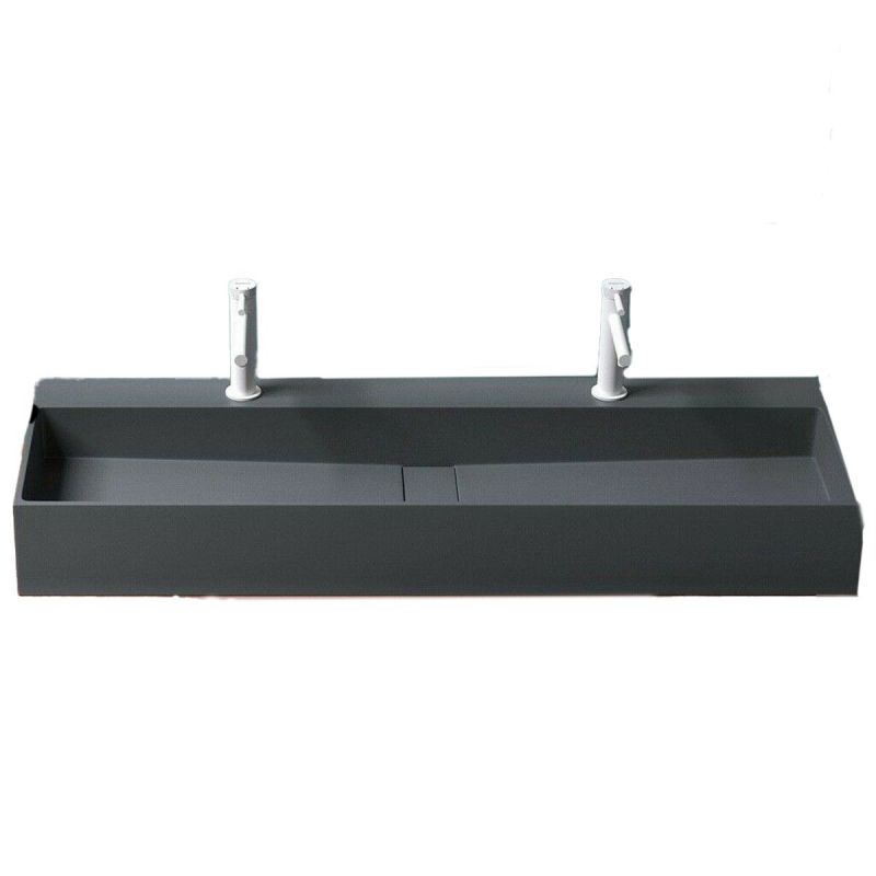 Lavoar dublu EGO 6028, scurgere ascunsa, Antracit Mat, compozit marmura, montaj suspendat sau pe blat, 120x40 cm