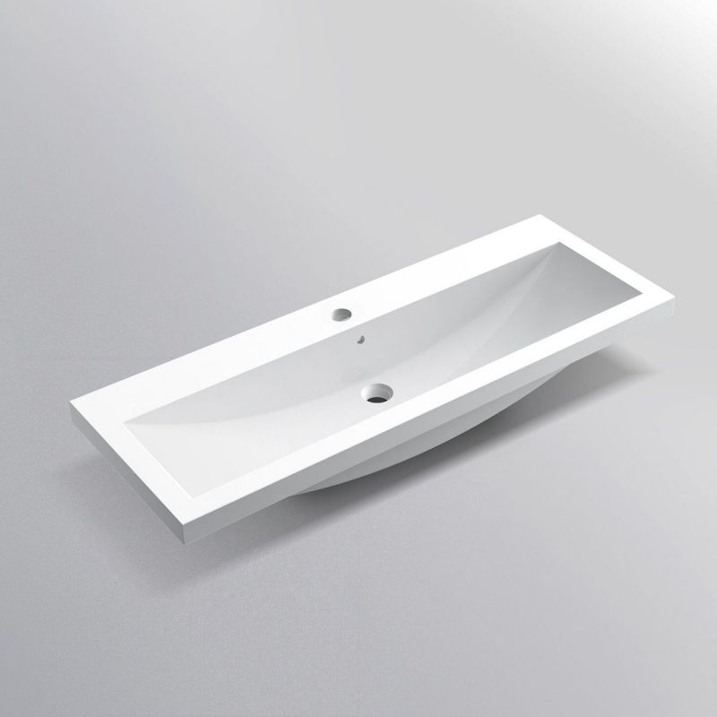 Lavoar dublu Fabio, compozit mineral, montaj semi-incastrat, o gaura de baterie 100x36 cm