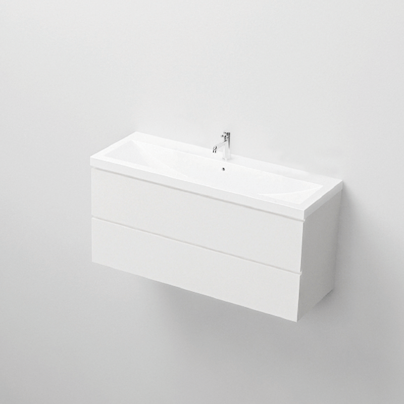 Lavoar dublu Fabio, compozit mineral, montaj semi-incastrat, o gaura de baterie 100x36 cm