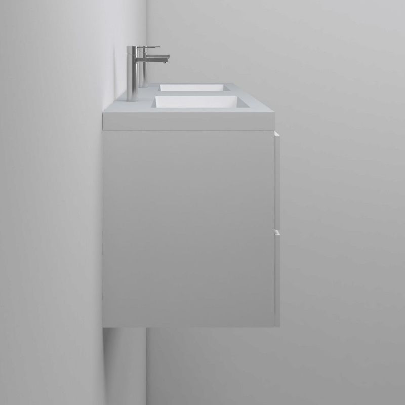 Lavoar dublu Paola, compozit mineral, montaj semi-incastrat, cu 2 gauri de baterie, 140x45 cm
