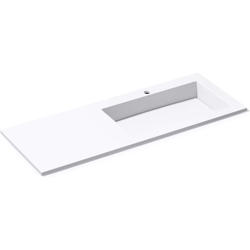 Lavoar cu scurgere ascunsa, compozit, Alb Lucios, montaj semi-incastrat pe blat, capac scurgere, 120x46 cm,  Ego-820